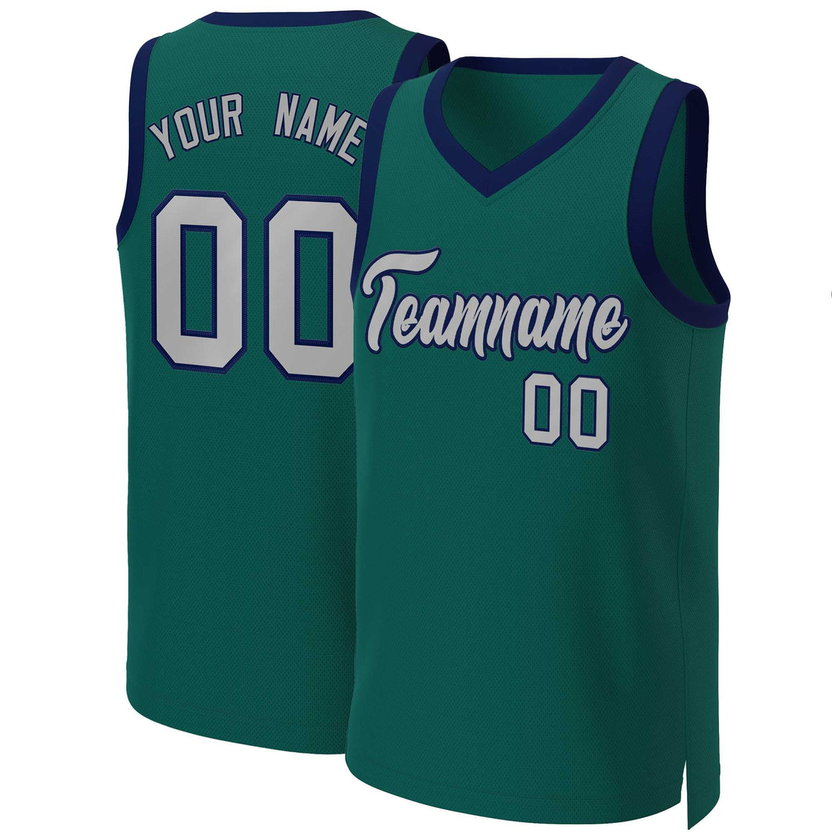 Maillot de basket-ball classique personnalisé gris-bleu marine