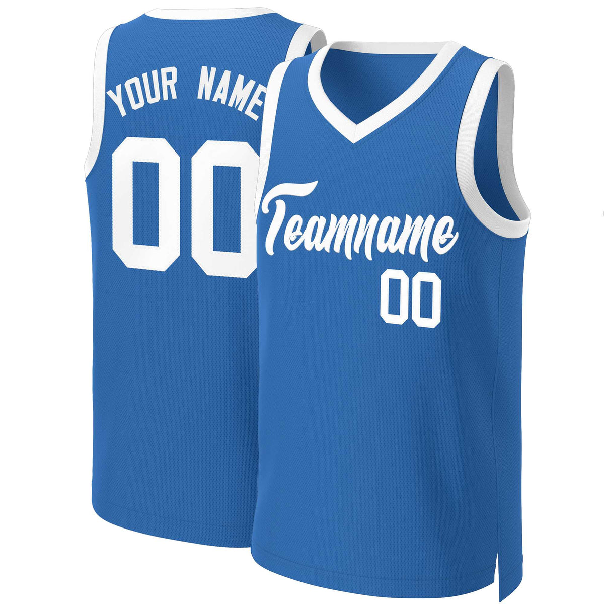 Maillot de basket-ball classique bleu et blanc personnalisé
