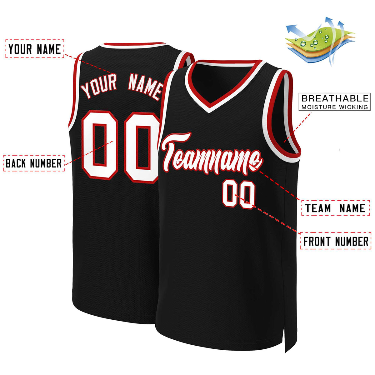 Custom White Red Classic Tops Basketball Jersey | KXKSHOP