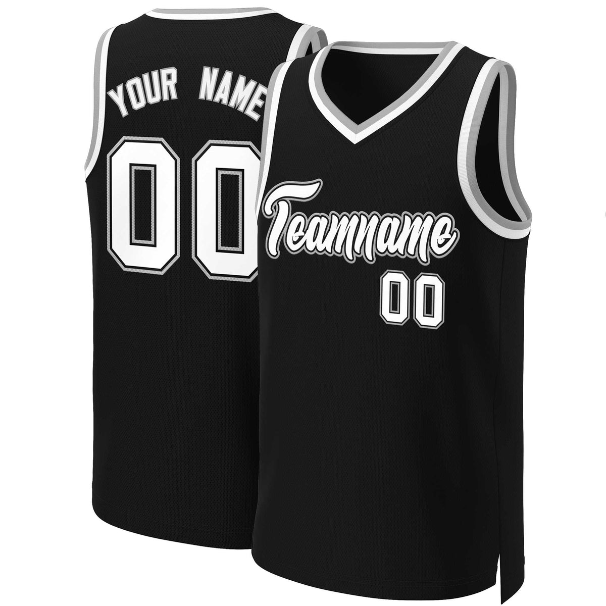 Custom Black White-Black Classic Tops Basketball Jersey