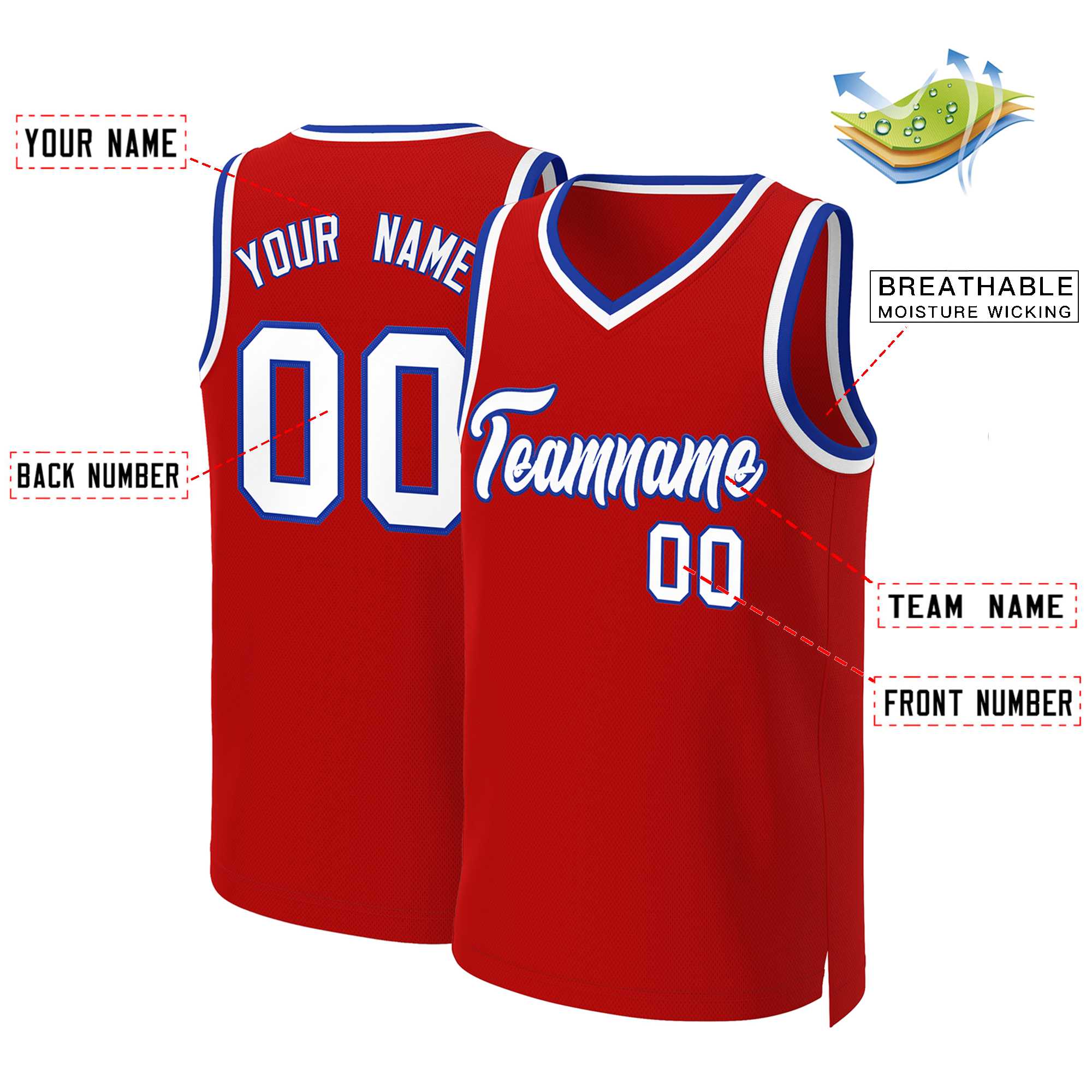 Custom White Red Classic Tops Basketball Jersey | KXKSHOP
