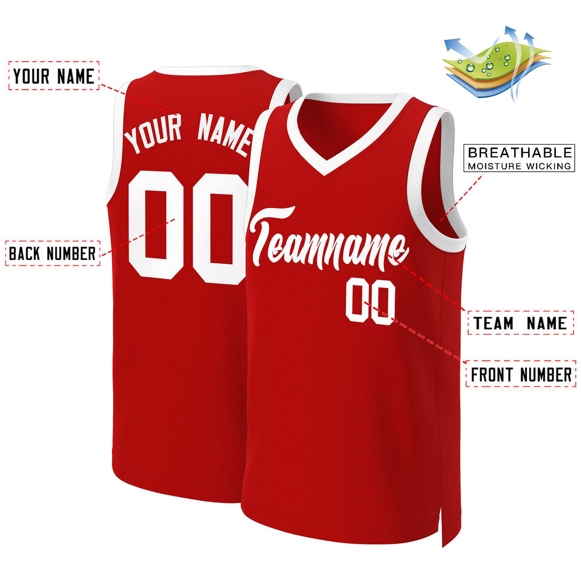Custom White Red Classic Tops Basketball Jersey | KXKSHOP