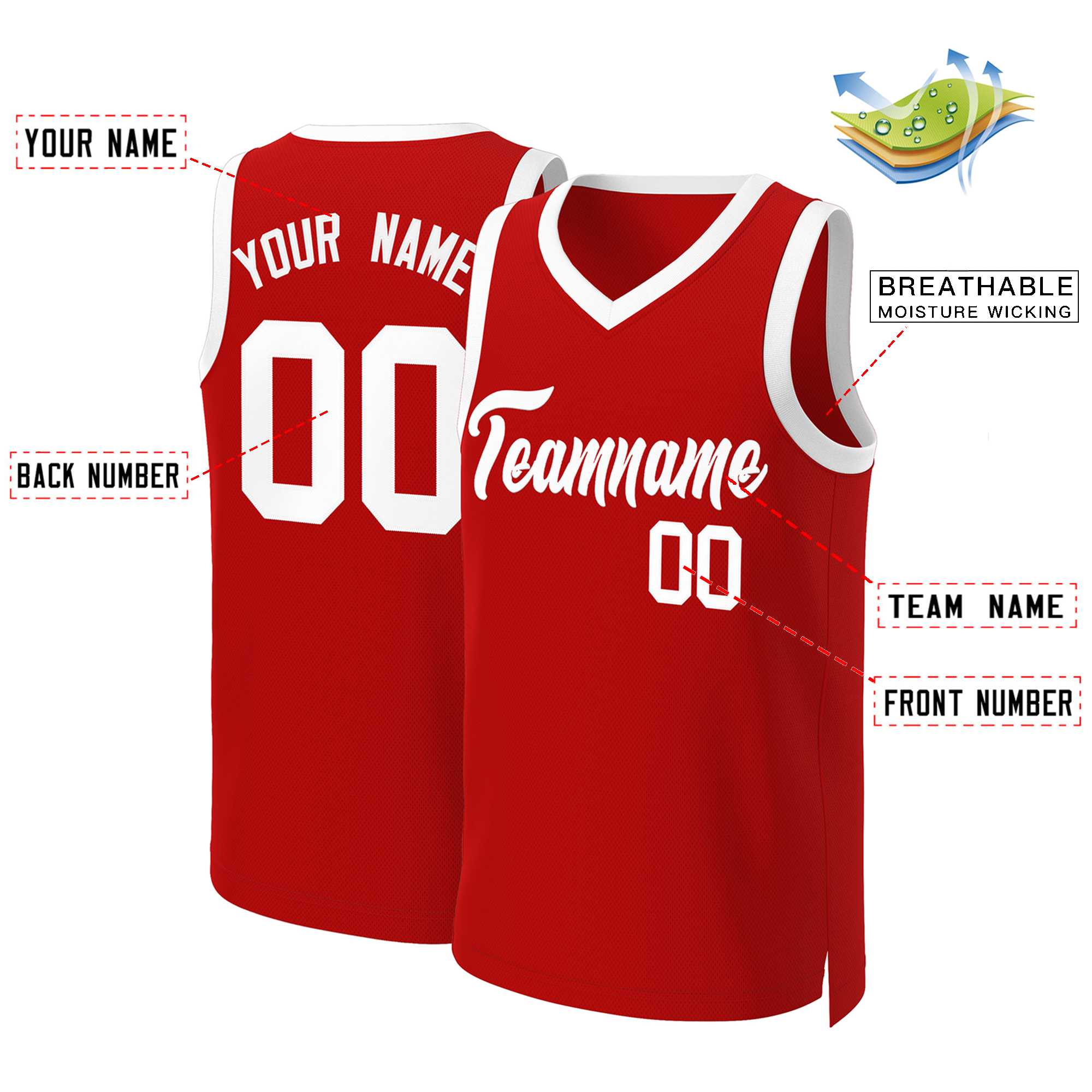 Custom White Red Classic Tops Basketball Jersey | KXKSHOP