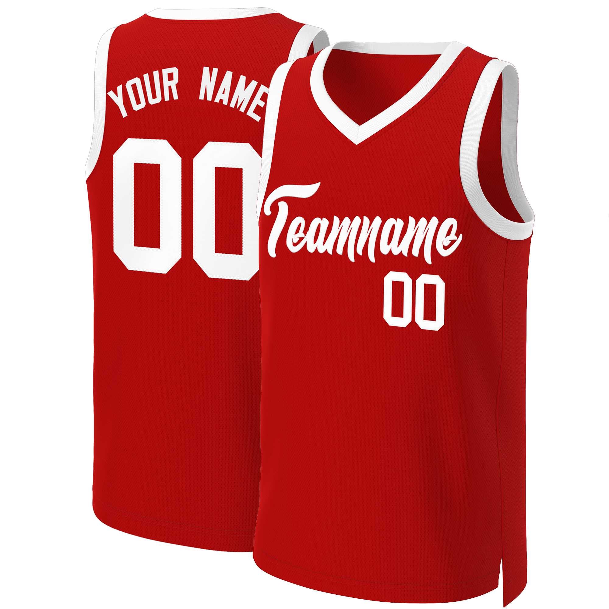 Custom White Red Classic Tops Basketball Jersey | KXKSHOP