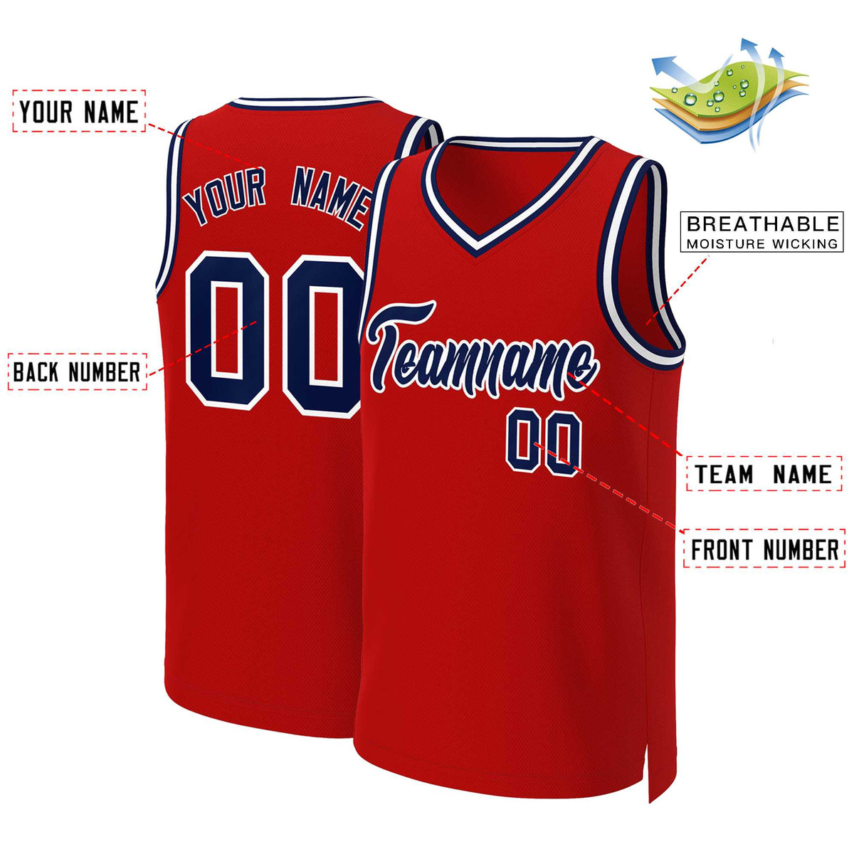 Custom White Red Classic Tops Basketball Jersey | KXKSHOP