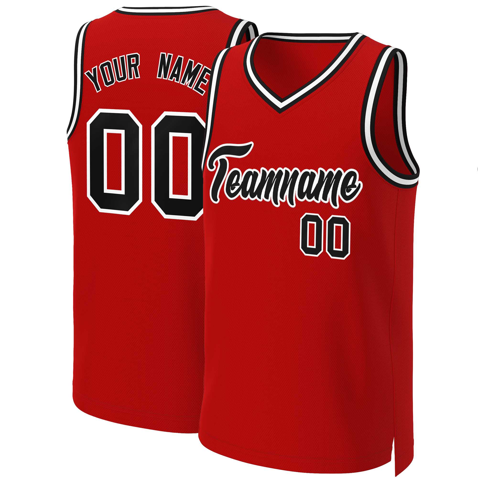 Custom Red Black-White Classic Tops Basketball Jersey