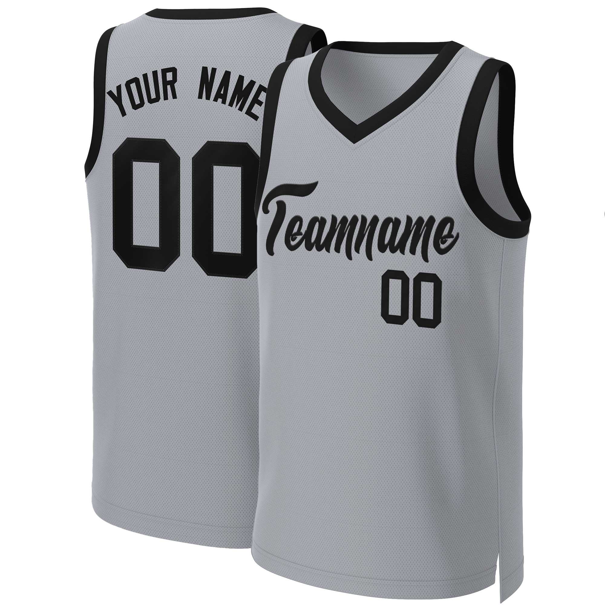 Custom Gray Black Classic Tops Basketball Jersey