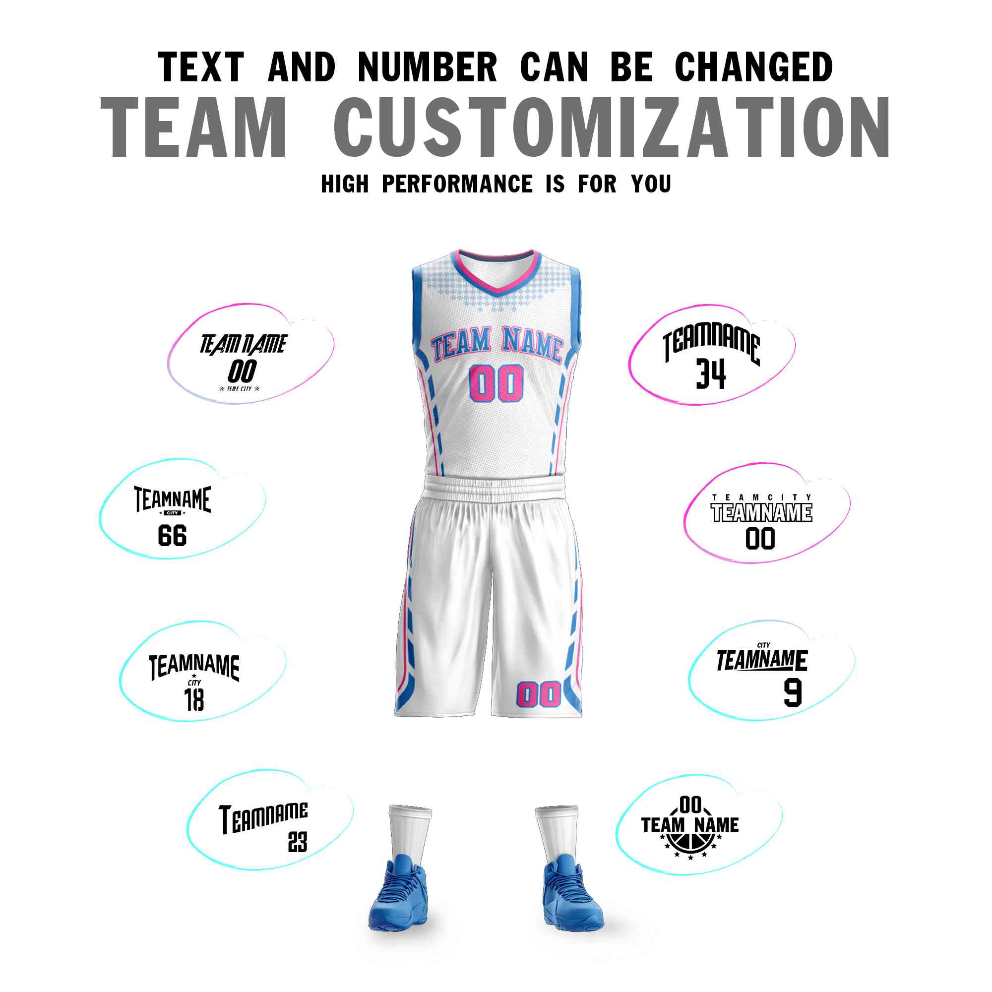 Custom White Powder Blue Graffiti Pattern Sets Oblique Bar Basketball Jersey