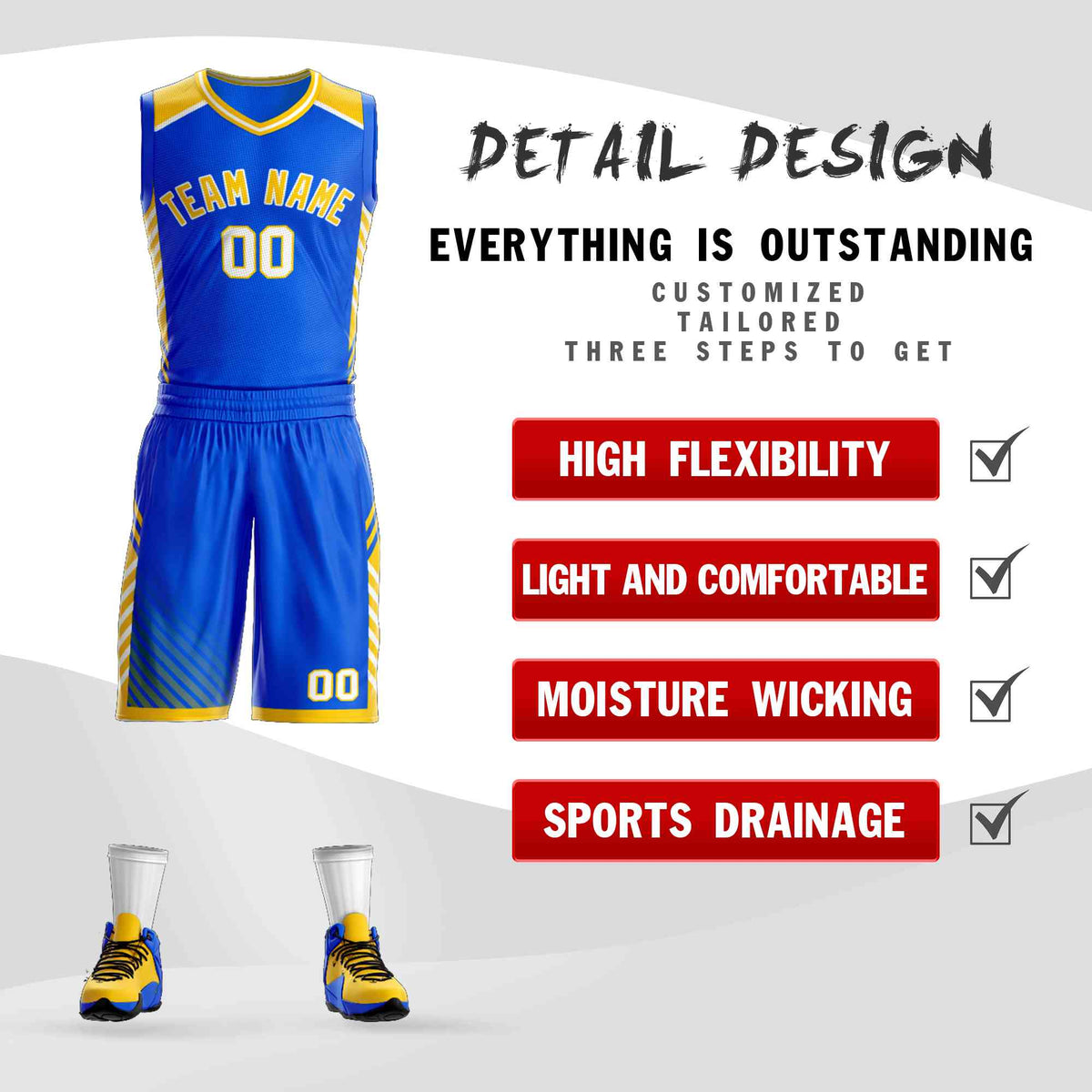 Custom Royal Gold-White Graffiti Pattern Kits Bar Element Basketball Jersey