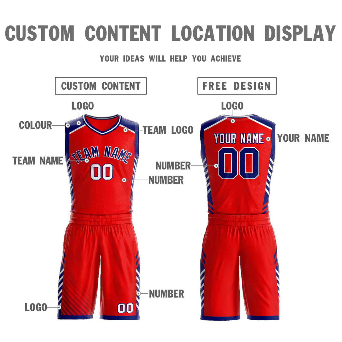 Custom Red Navy-White Graffiti Pattern Kits Bar Element Basketball Jersey