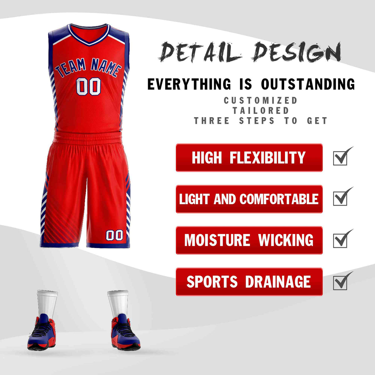 Custom Red Navy-White Graffiti Pattern Kits Bar Element Basketball Jersey