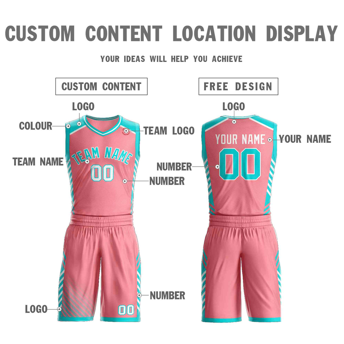 Custom Pink Aqua-White Graffiti Pattern Kits Bar Element Basketball Jersey