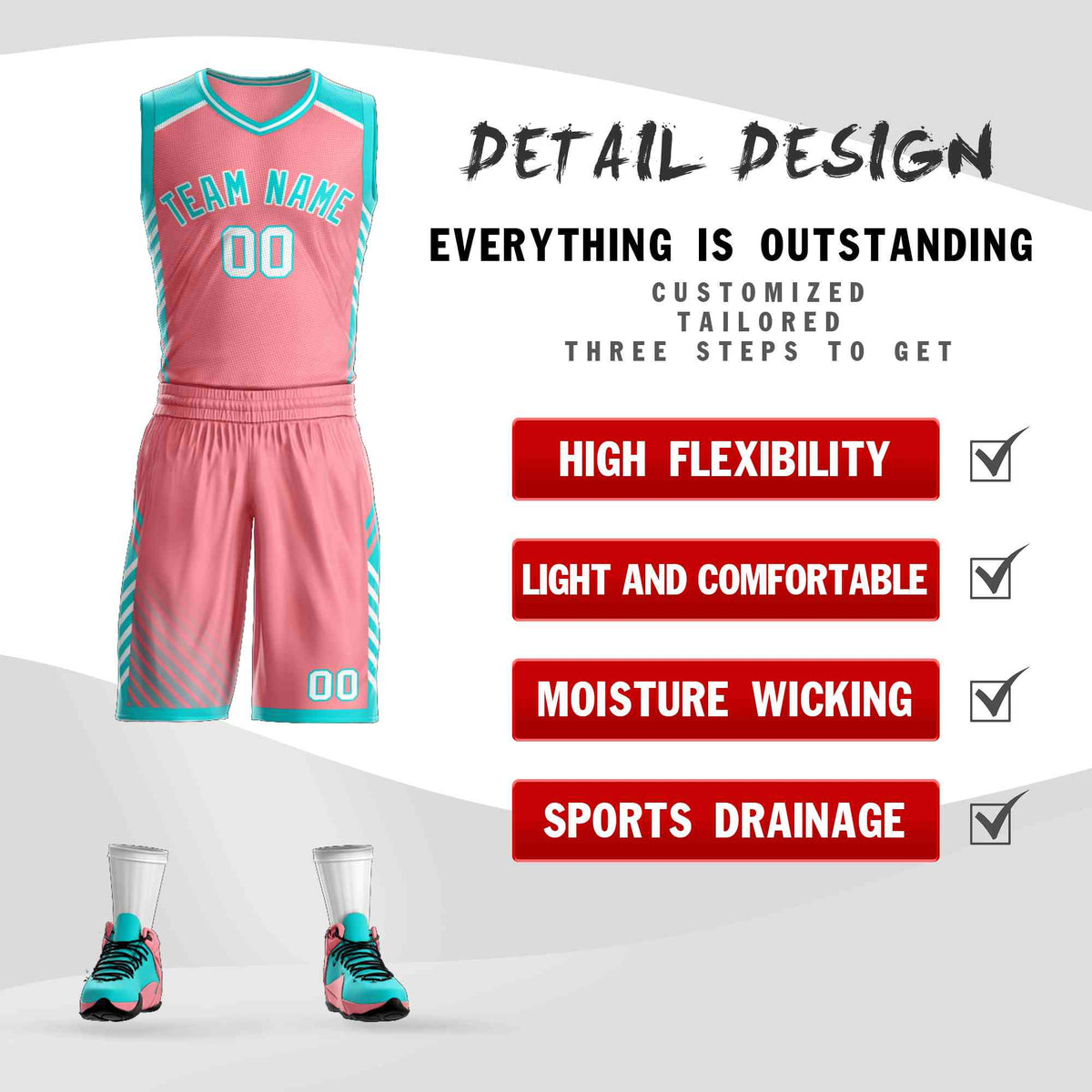 Custom Pink Aqua-White Graffiti Pattern Kits Bar Element Basketball Jersey