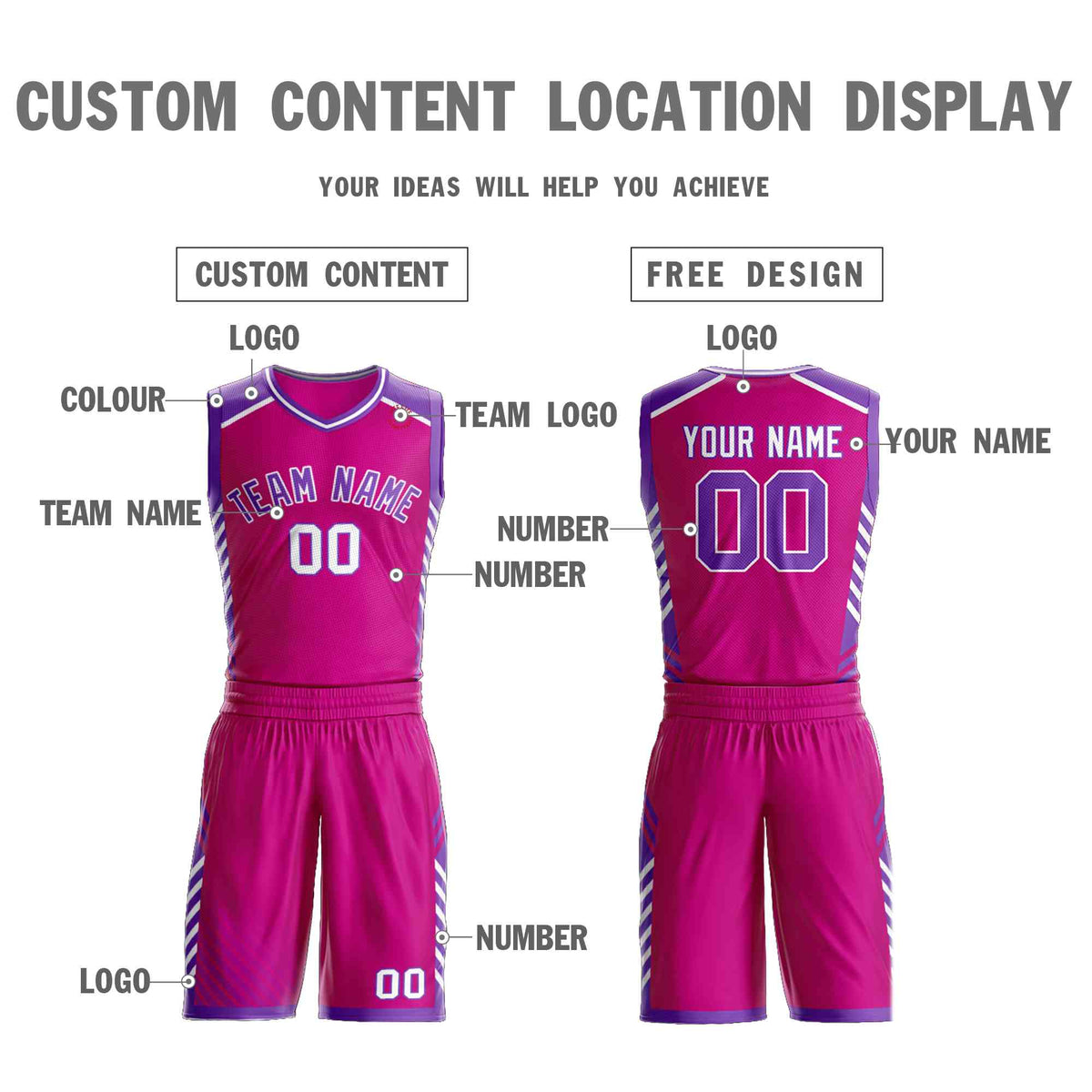 Custom Pink Purple-White Graffiti Pattern Kits Bar Element Basketball Jersey