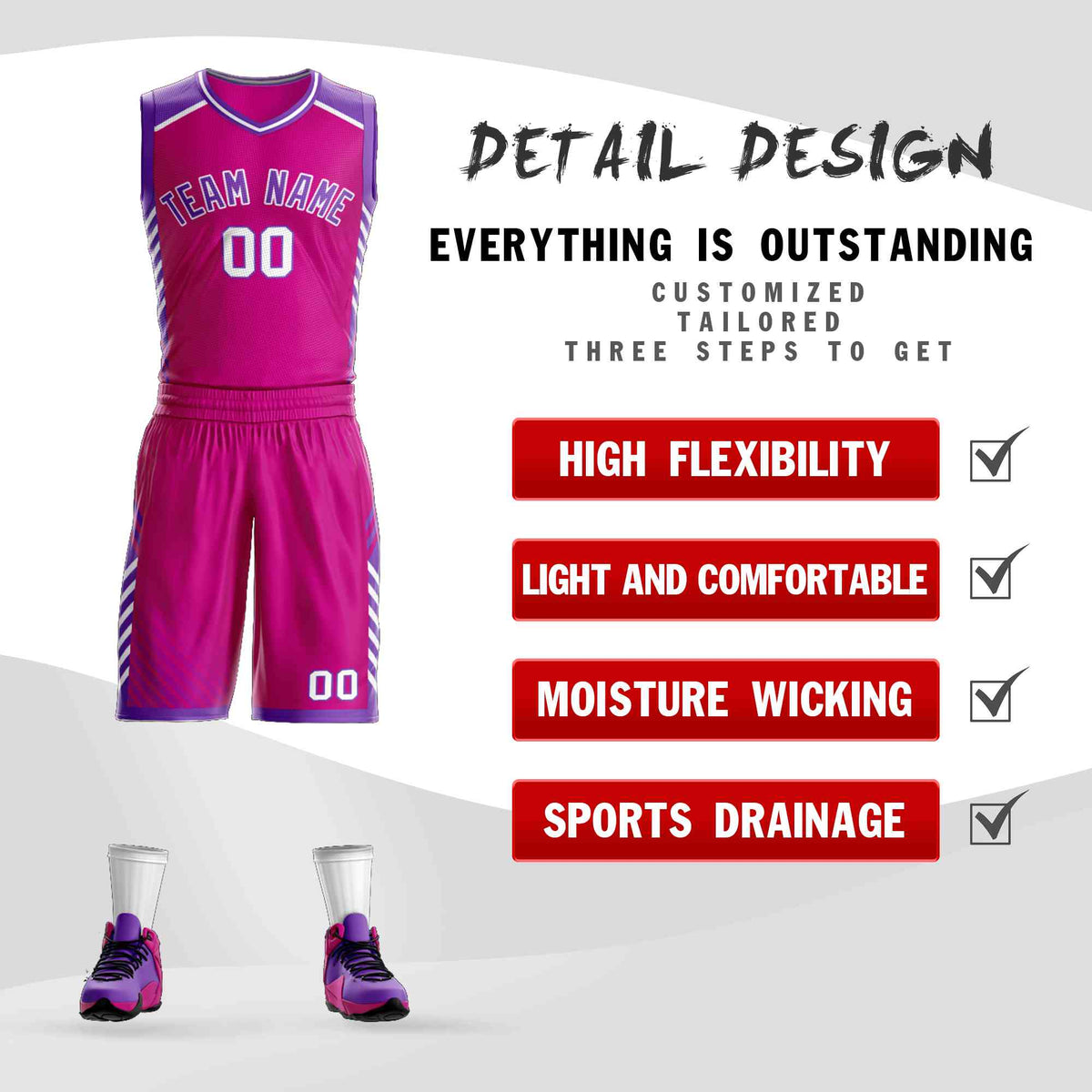 Custom Pink Purple-White Graffiti Pattern Kits Bar Element Basketball Jersey