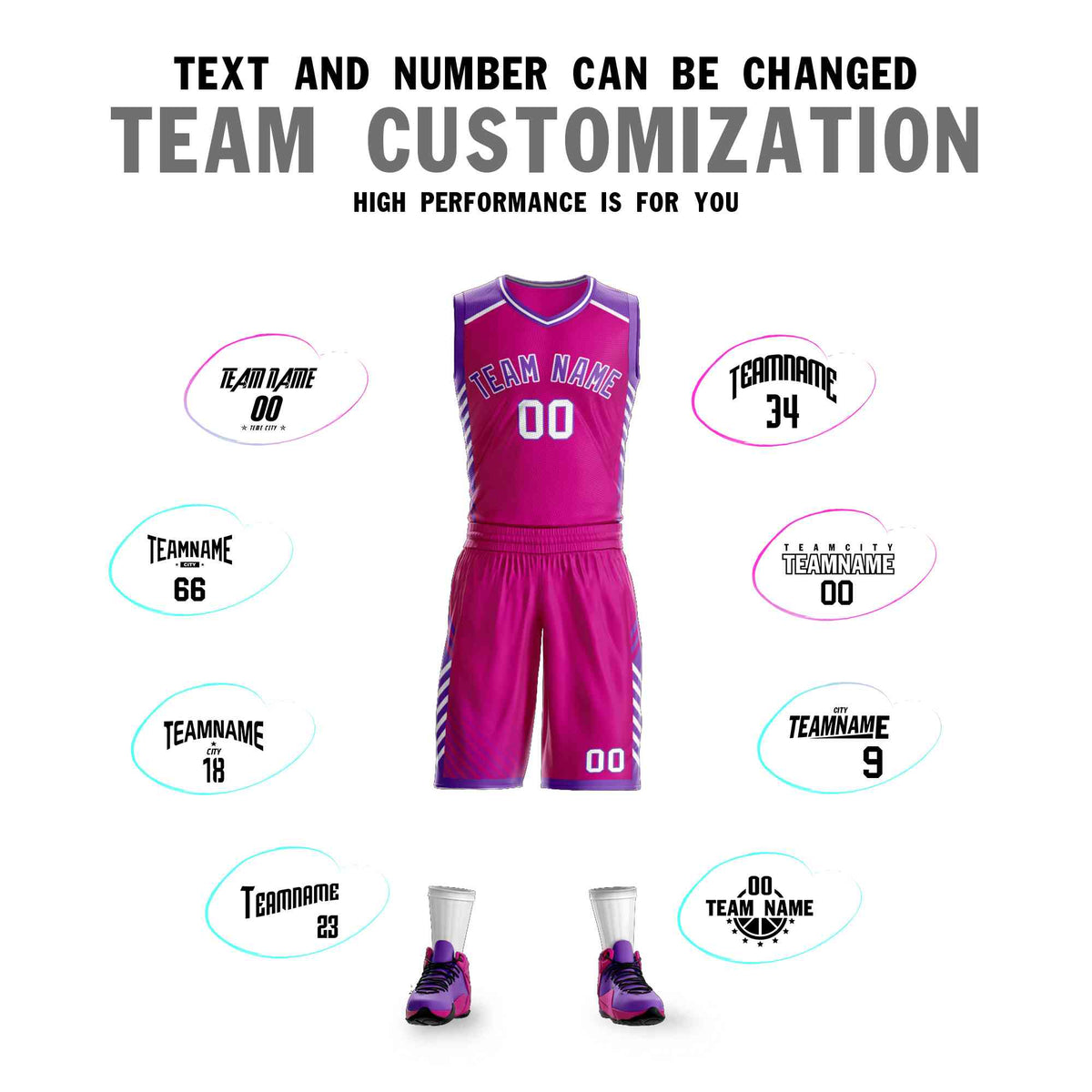 Custom Pink Purple-White Graffiti Pattern Kits Bar Element Basketball Jersey