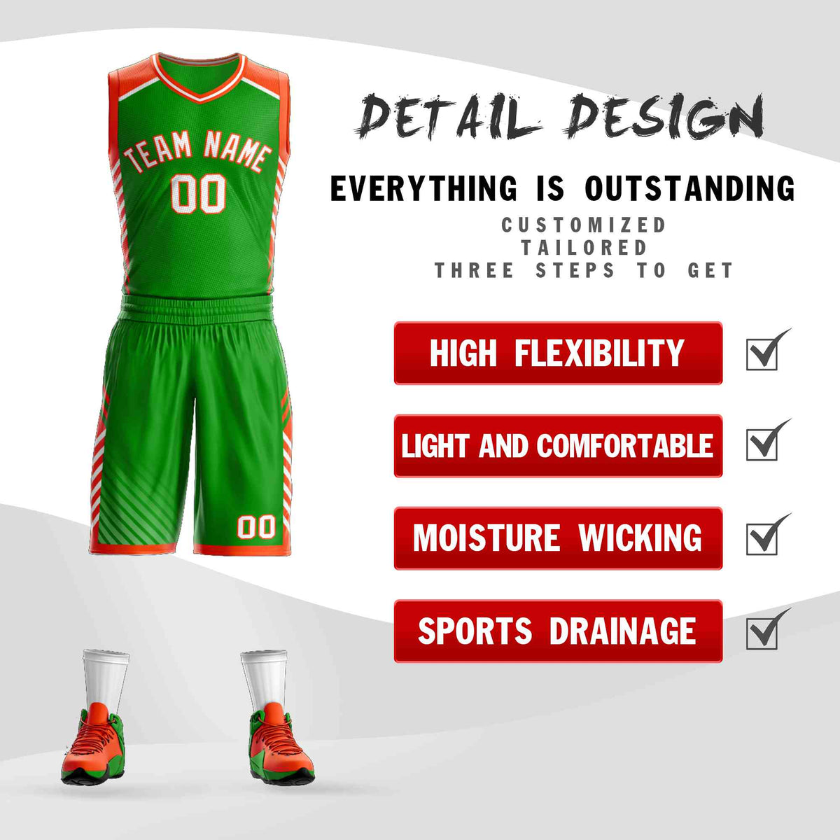 Custom Green White-Orange Graffiti Pattern Kits Bar Element Basketball Jersey