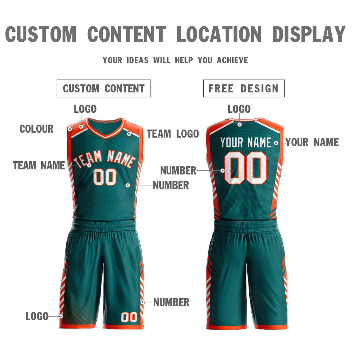 Custom Aqua White-Orange Graffiti Pattern Kits Bar Element Basketball Jersey