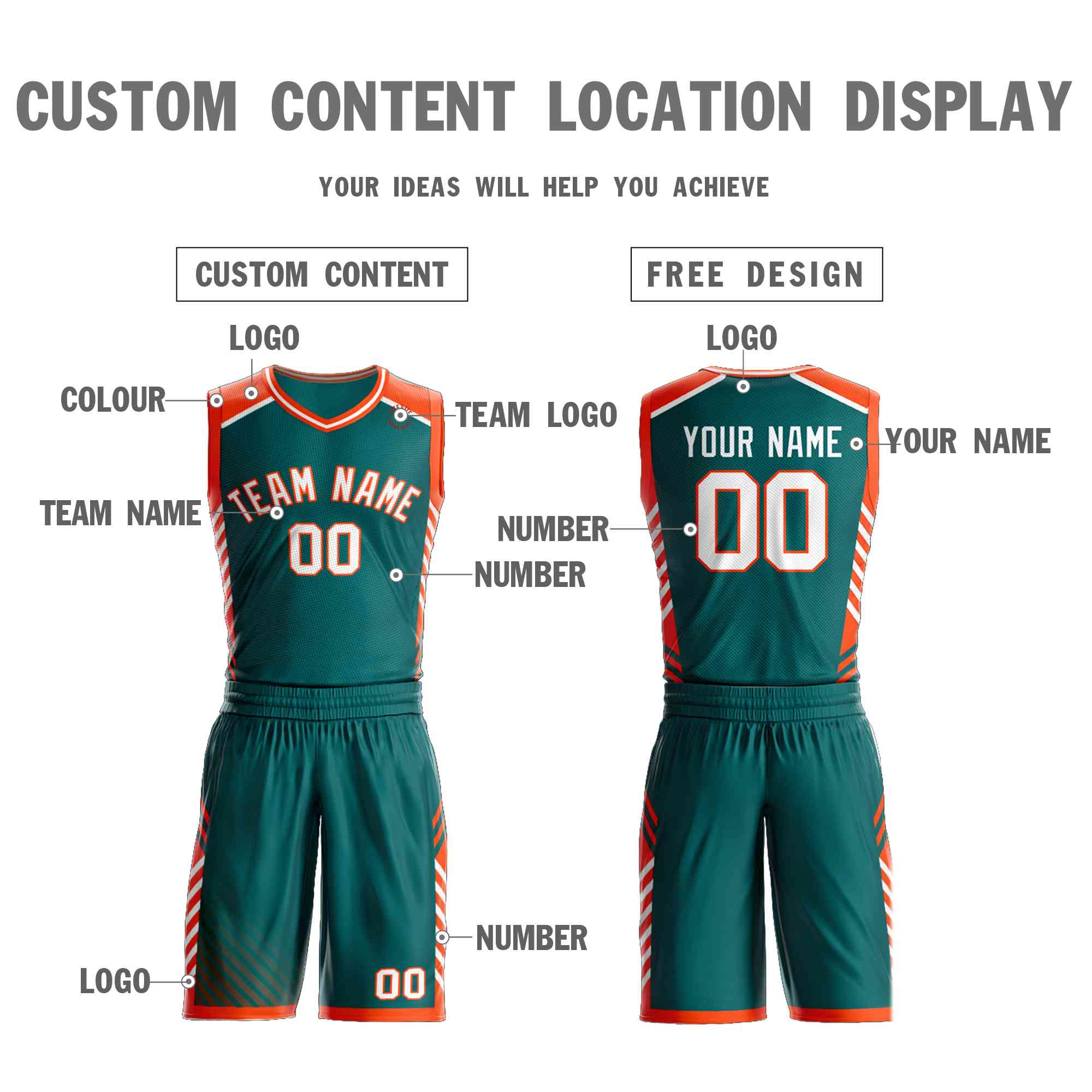 Custom Aqua White-Orange Graffiti Pattern Kits Bar Element Basketball Jersey