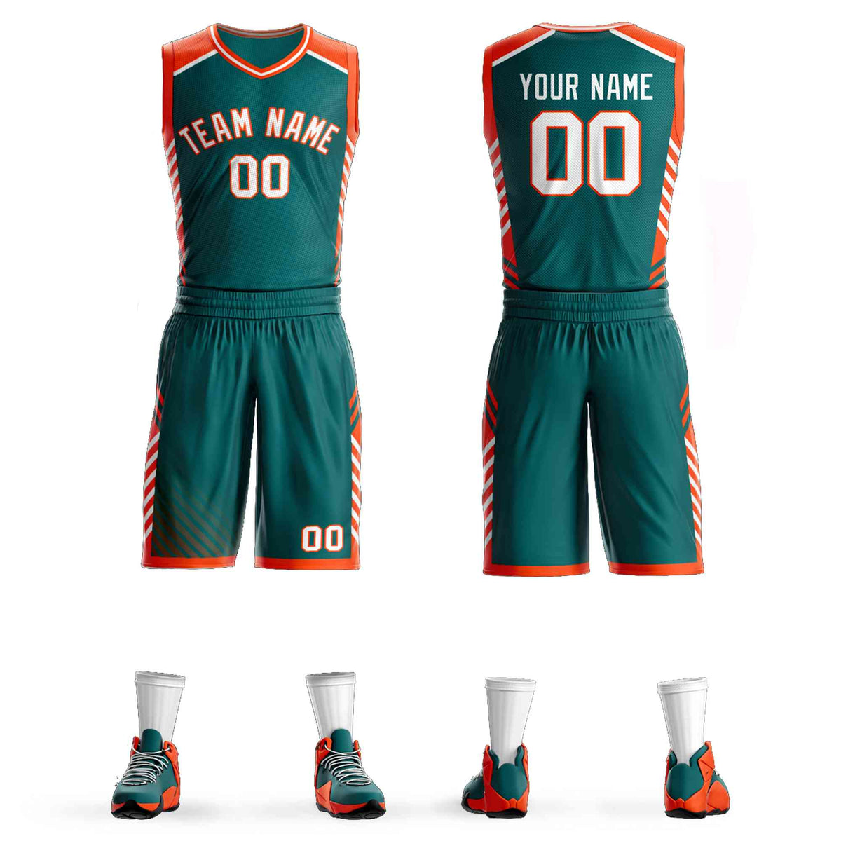 Custom Aqua White-Orange Graffiti Pattern Kits Bar Element Basketball Jersey