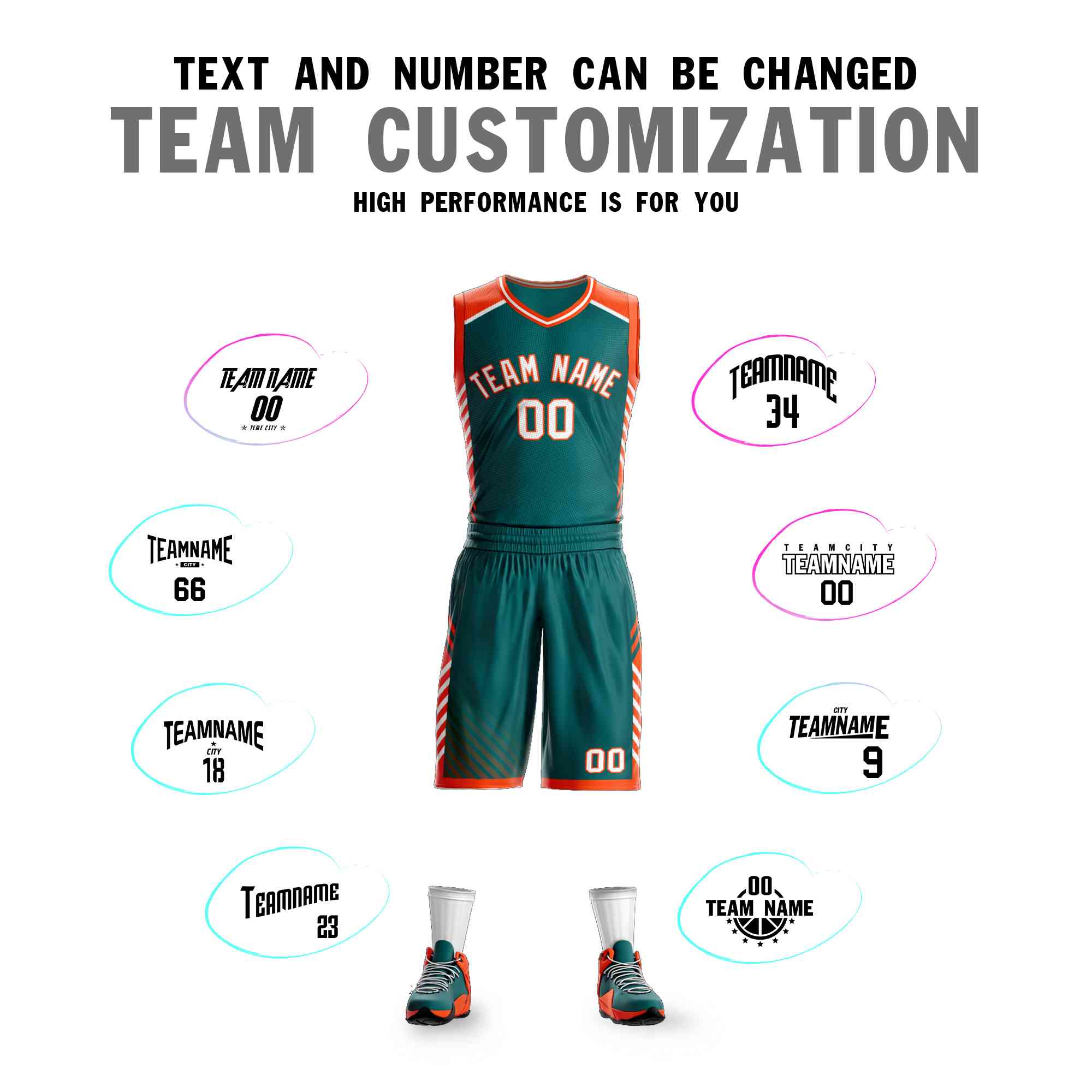 Custom Aqua White-Orange Graffiti Pattern Kits Bar Element Basketball Jersey
