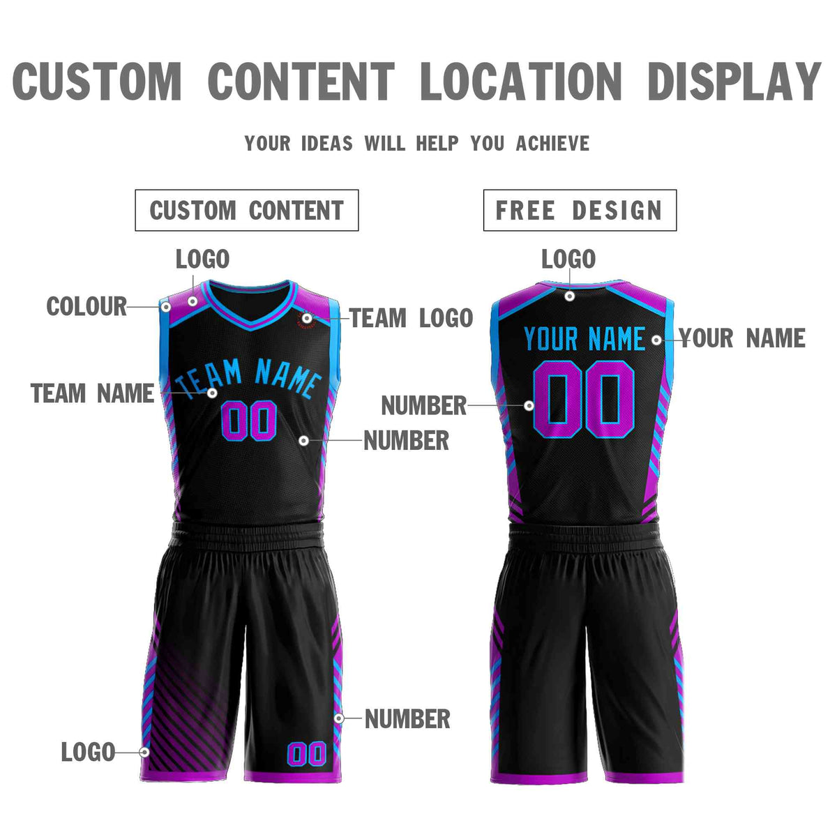 Custom Black Powder Blue Graffiti Pattern Kits Bar Element Basketball Jersey