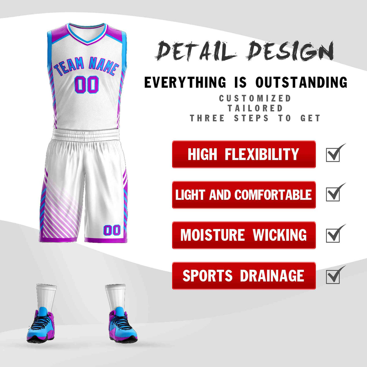 Custom White Powder Blue-Purple Graffiti Pattern Kits Bar Element Basketball Jersey