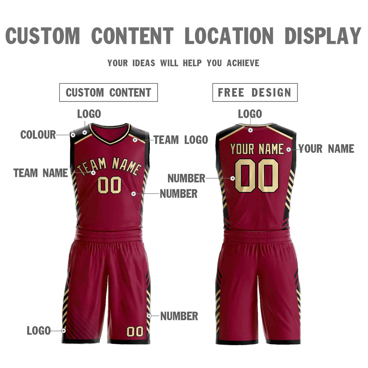 Custom Maroon Cream-Black Graffiti Pattern Kits Bar Element Basketball Jersey