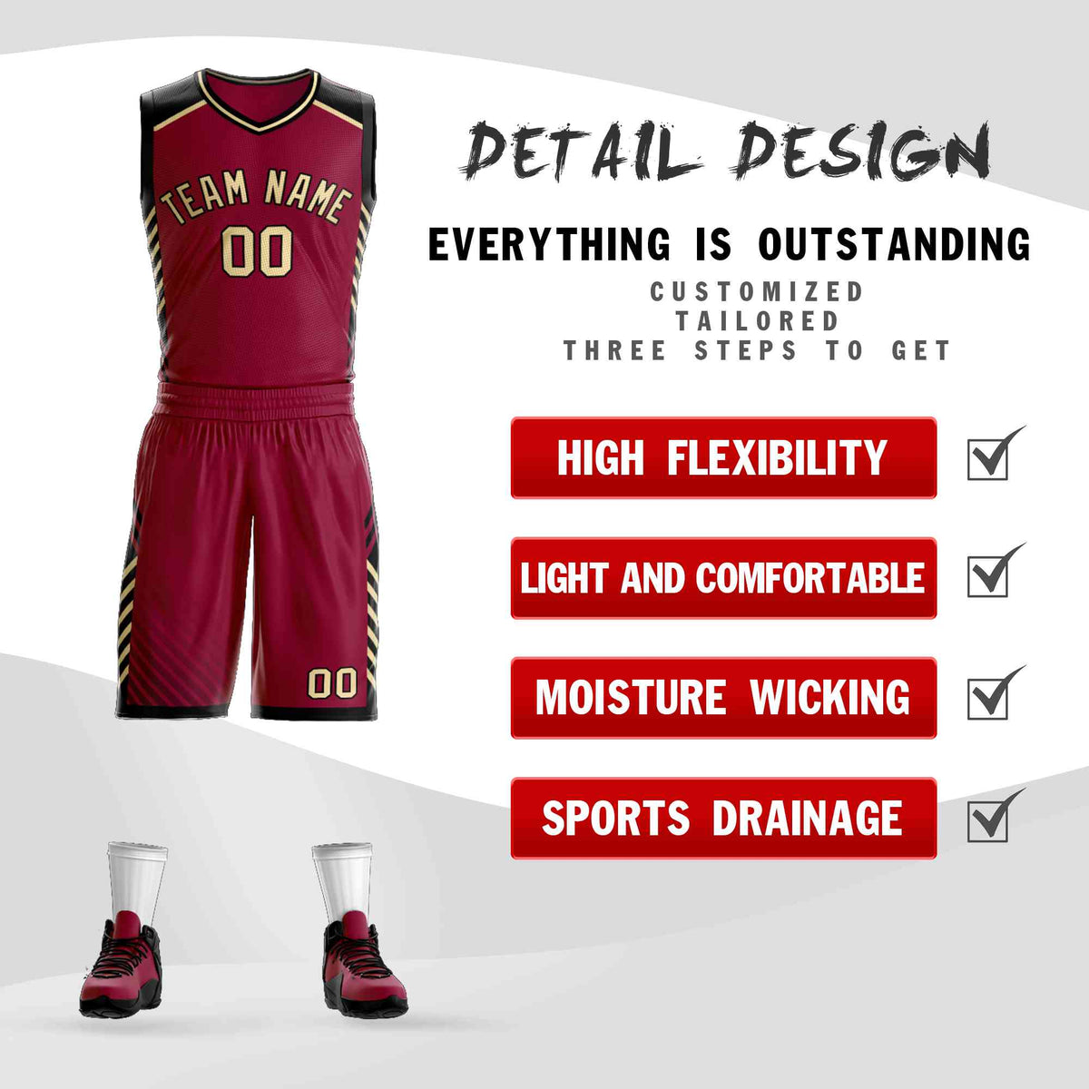 Custom Maroon Cream-Black Graffiti Pattern Kits Bar Element Basketball Jersey