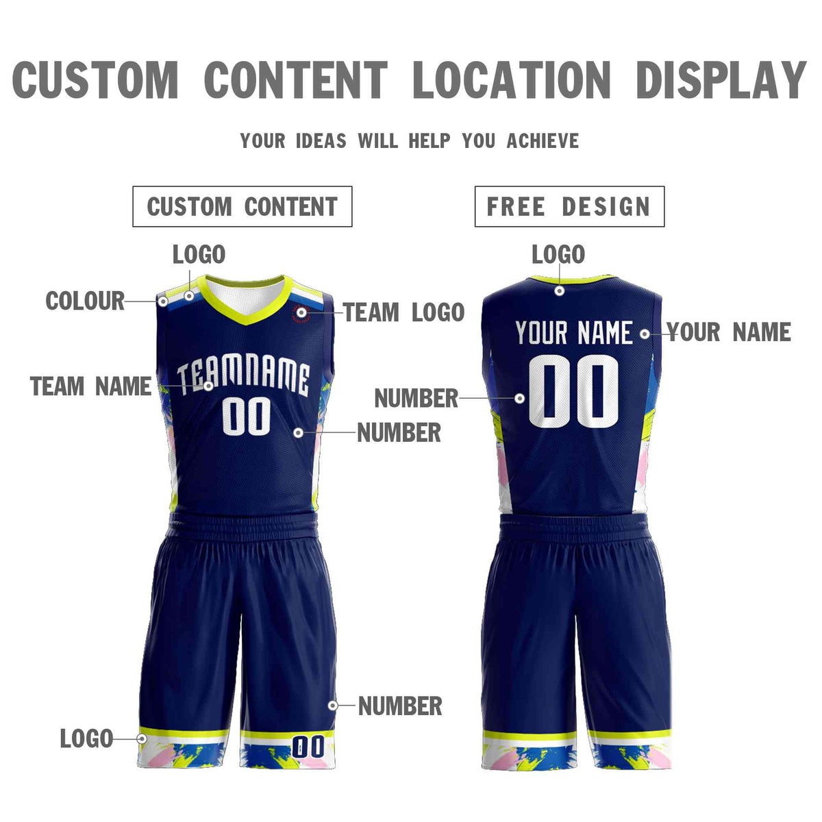 Custom Navy White Graffiti Pattern Kits Basketball Jersey