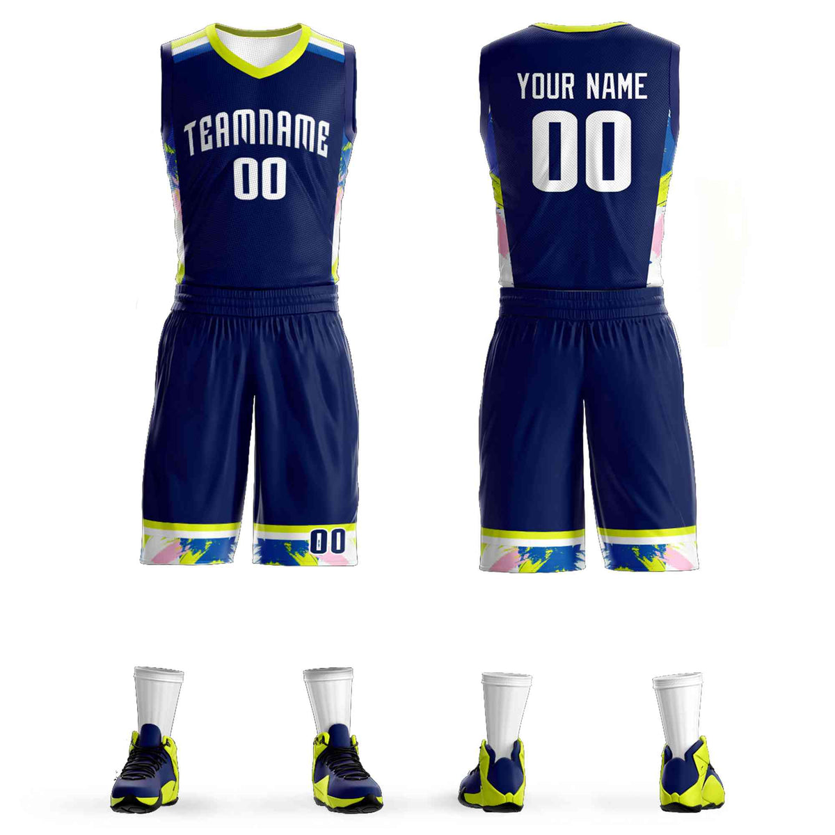 Custom Navy White Graffiti Pattern Kits Basketball Jersey