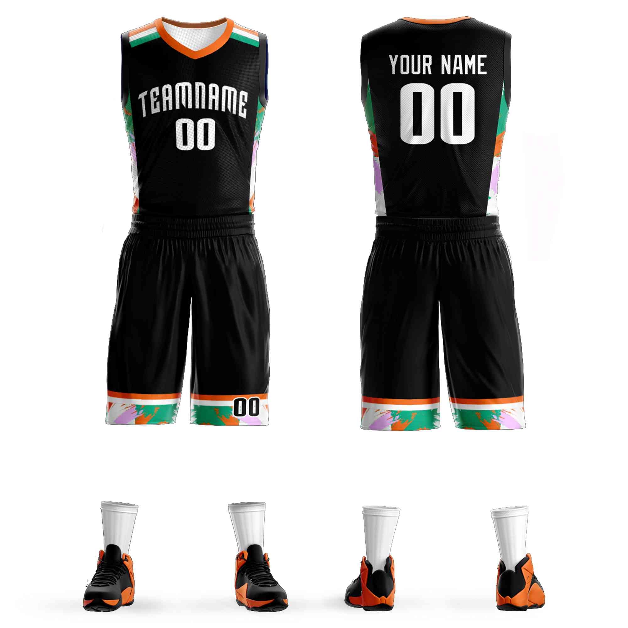 Custom Black White Graffiti Pattern Kits Basketball Jersey