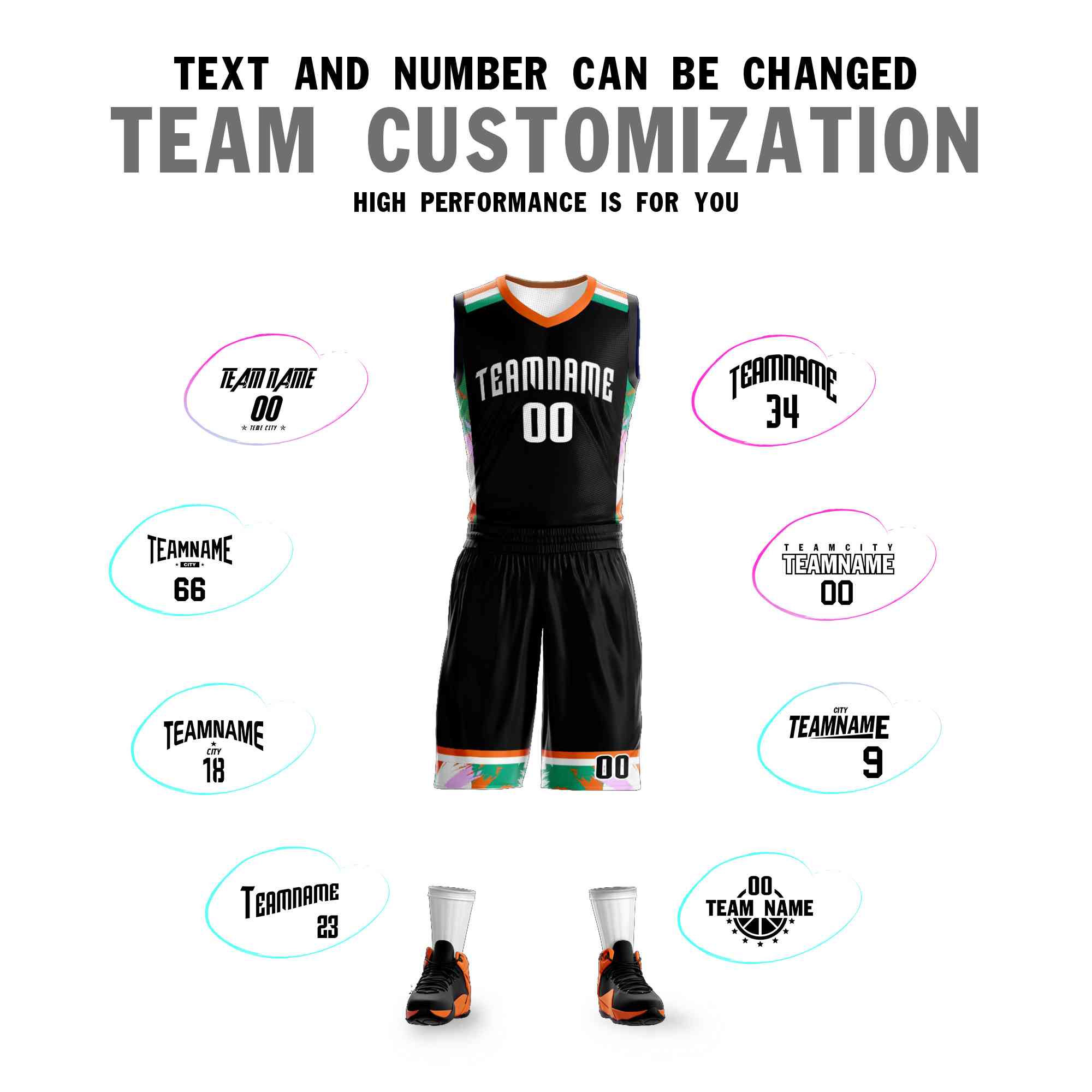 Custom Black White Graffiti Pattern Kits Basketball Jersey