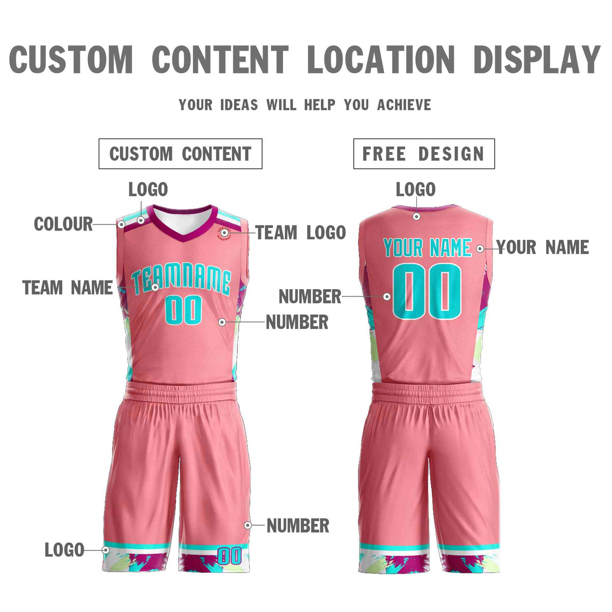 Custom Light Pink White-White Graffiti Pattern Kits Basketball Jersey