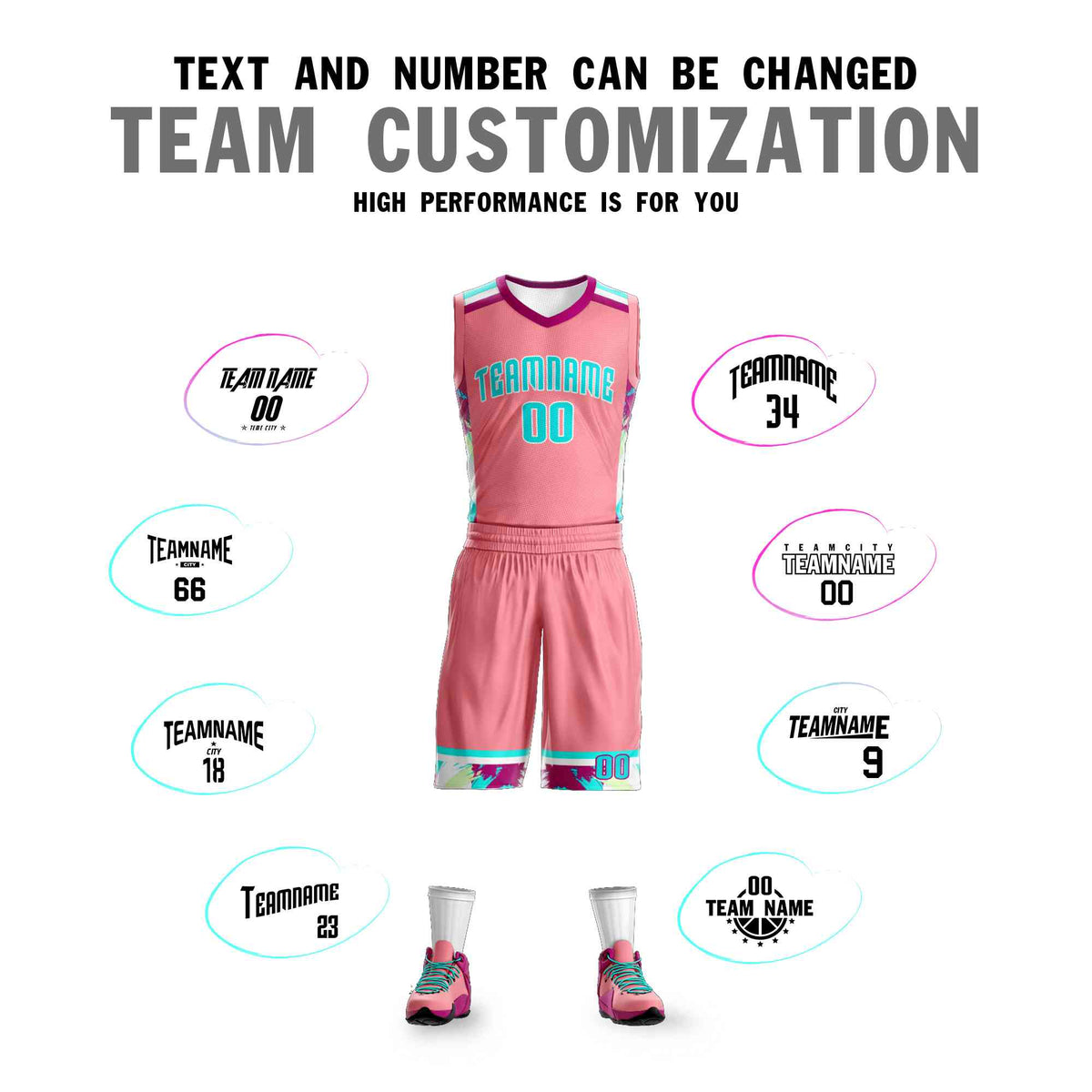 Custom Light Pink White-White Graffiti Pattern Kits Basketball Jersey