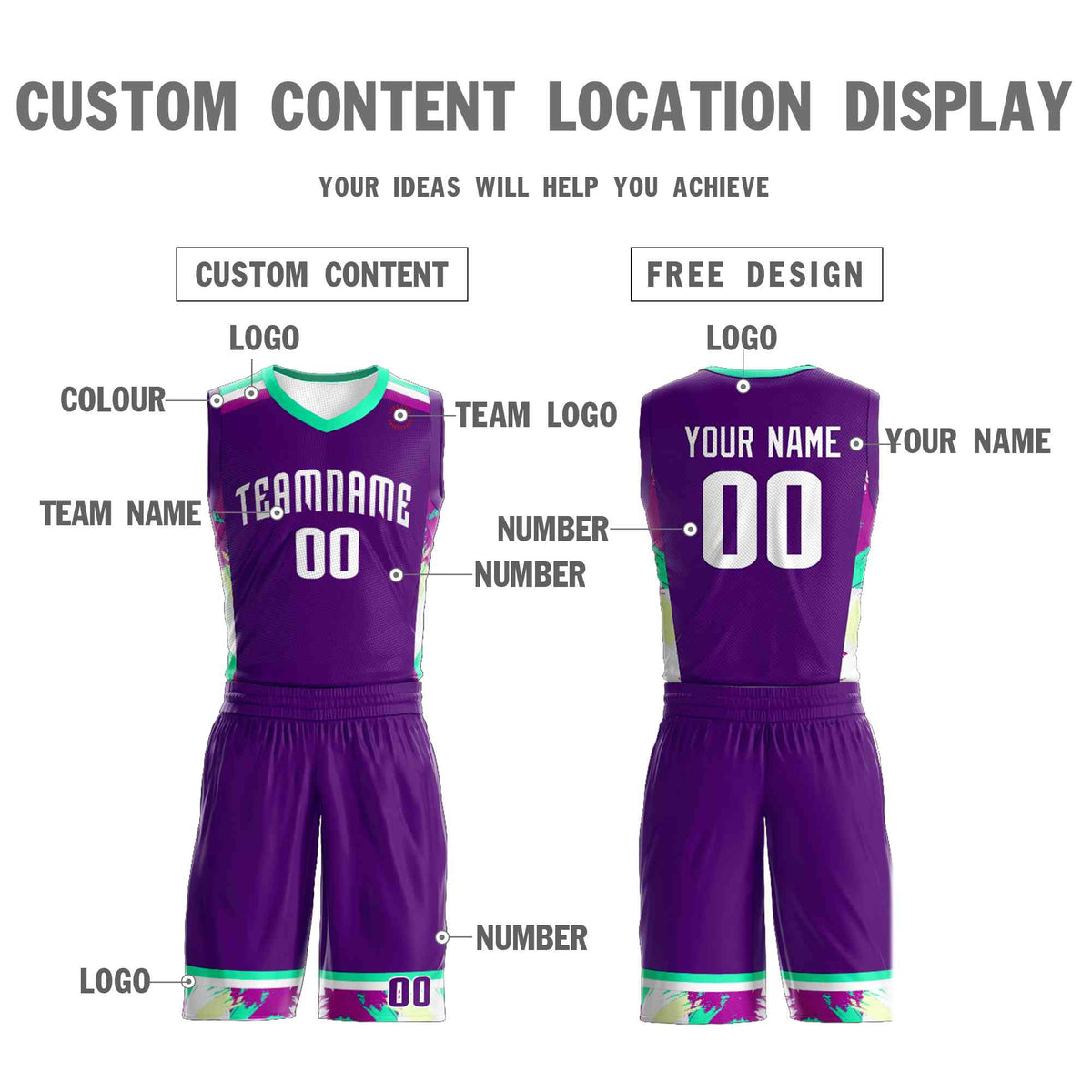 Custom Purple White Graffiti Pattern Kits Basketball Jersey