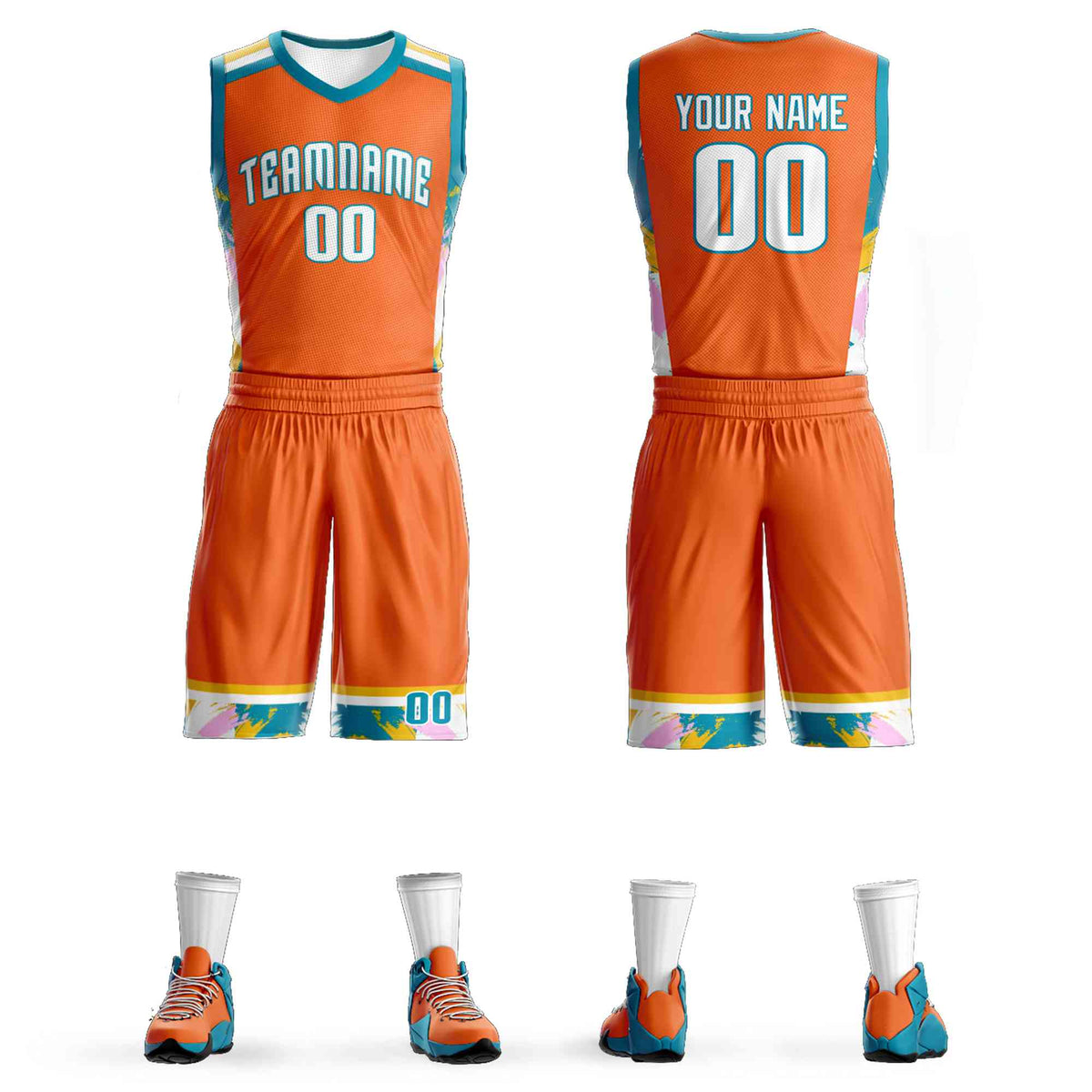 Custom Orange White Graffiti Pattern Kits Basketball Jersey