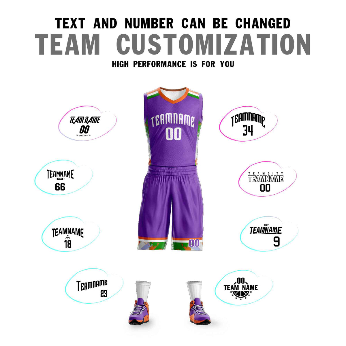 Custom Purple White Graffiti Pattern Kits Basketball Jersey