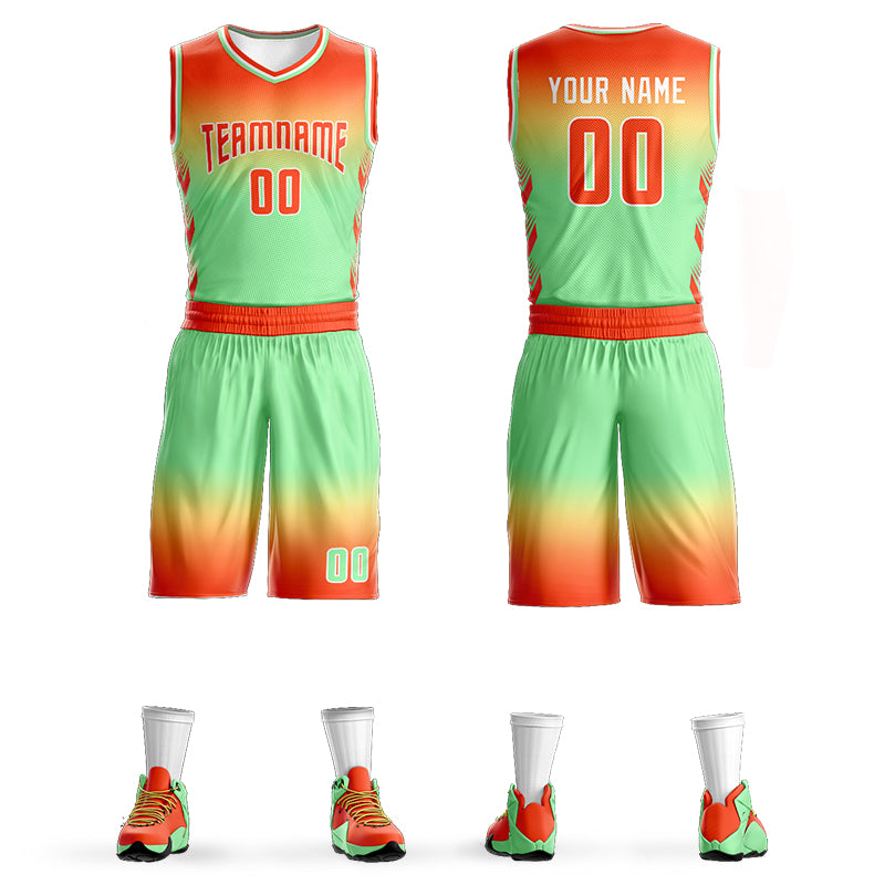 Custom Orange Yellow Orange-White Gradient Fashion Sets Basketball Jersey