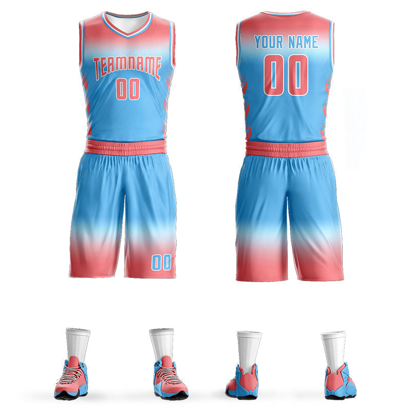 Custom Light Red White Light Red-White Gradient Fashion Sets Basketball Jersey| KXKSHOP