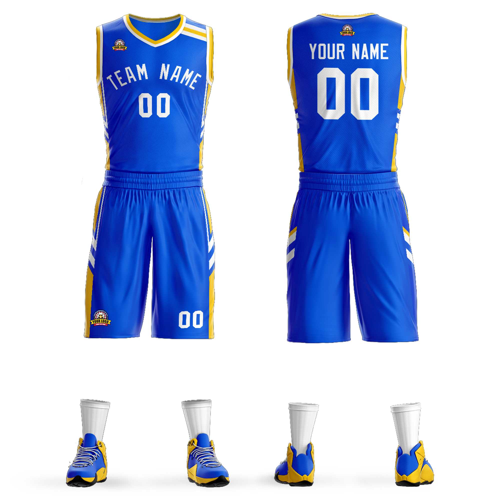 Custom Royal White Classic Kits Mesh Basketball Jersey