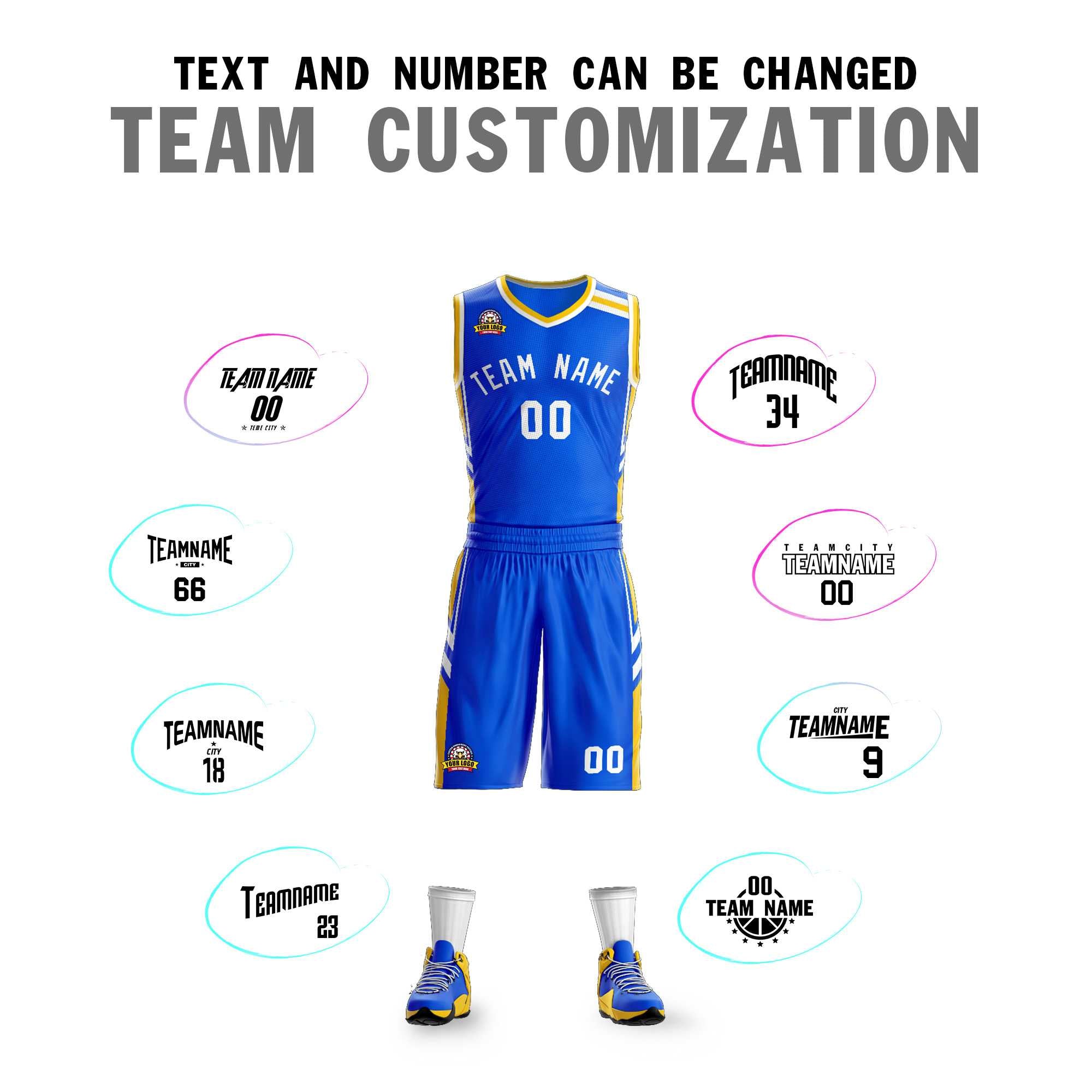 Custom Royal White Classic Kits Mesh Basketball Jersey
