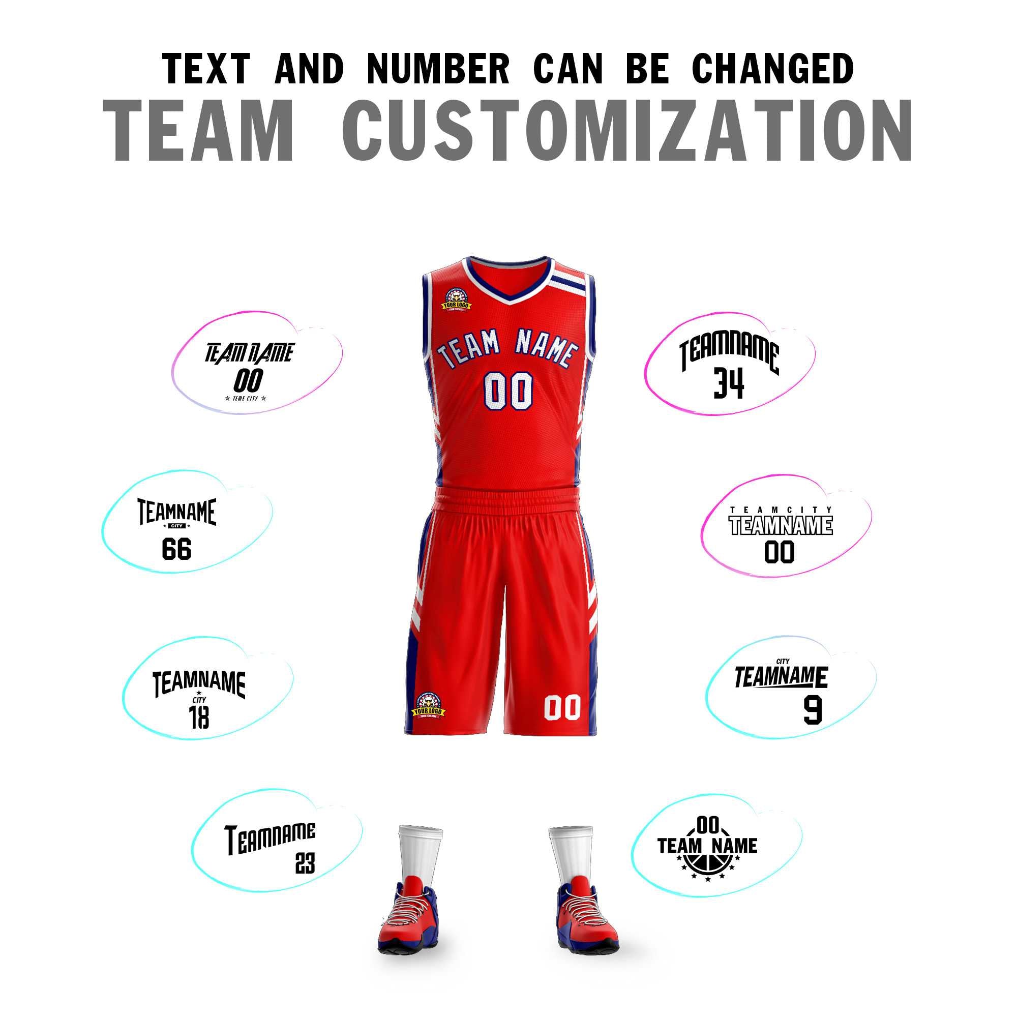 Custom Red White Navy Classic Kits Mesh Basketball Jersey