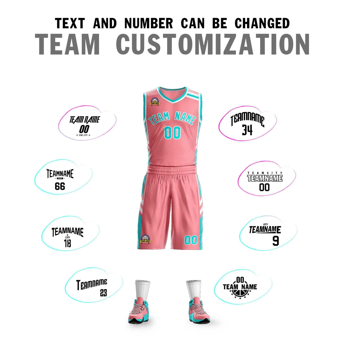 Custom Light Pink Aqua White Classic Kits Mesh Basketball Jersey