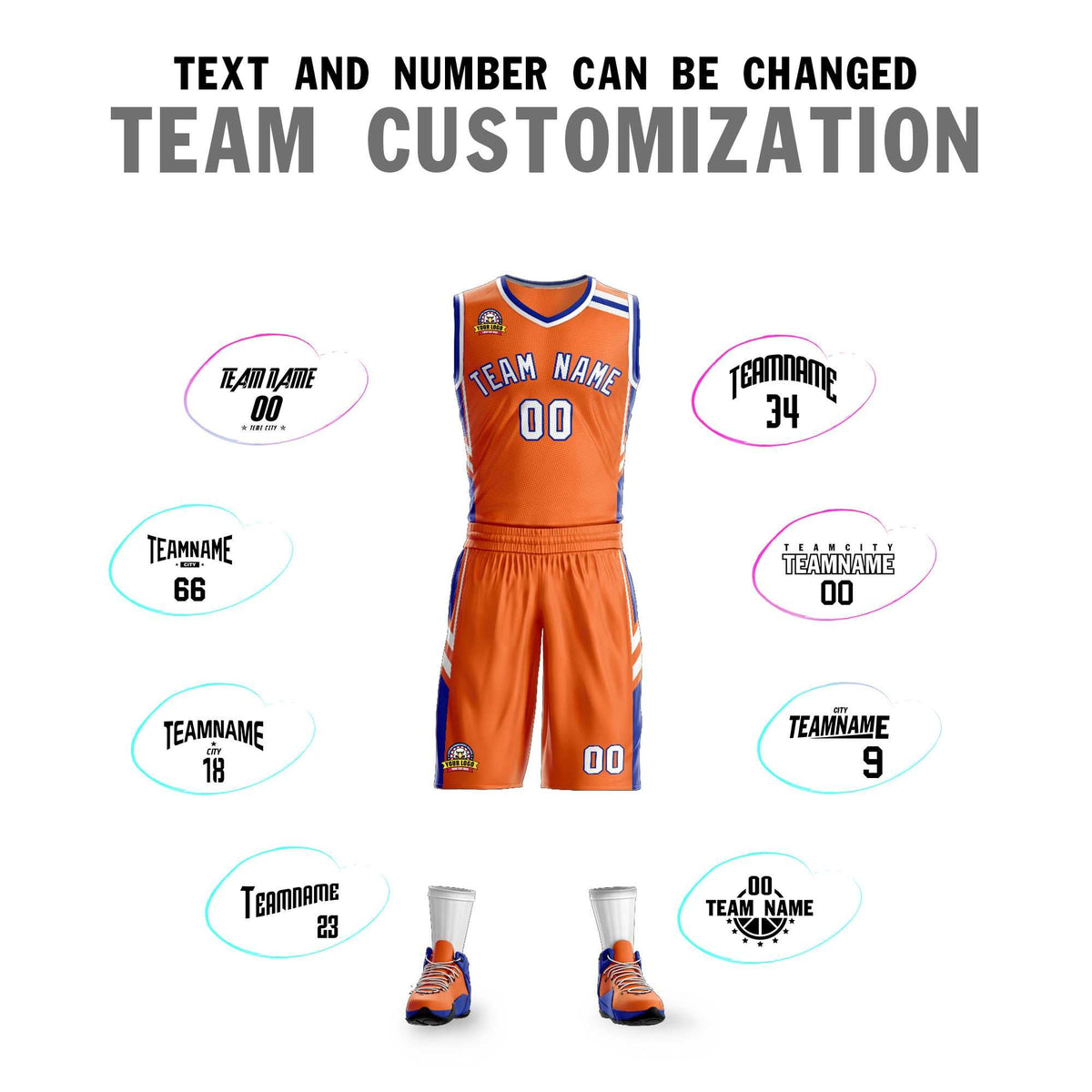 Custom Orange White Royal Classic Kits Mesh Basketball Jersey