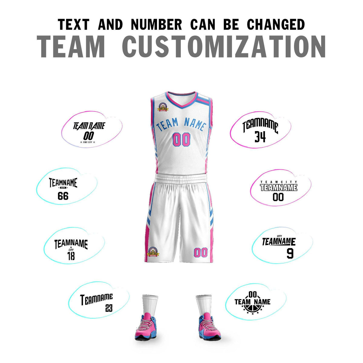 Custom White Powder Blue Classic Kits Mesh Basketball Jersey