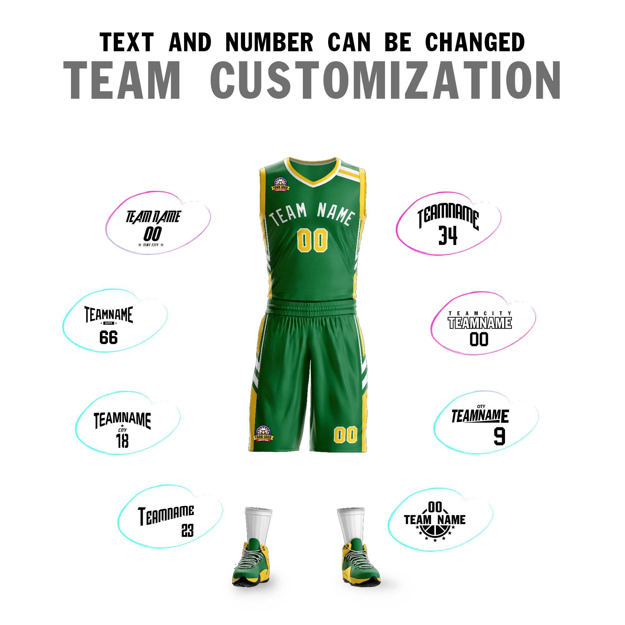 Custom Kelly Green White Classic Kits Mesh Basketball Jersey
