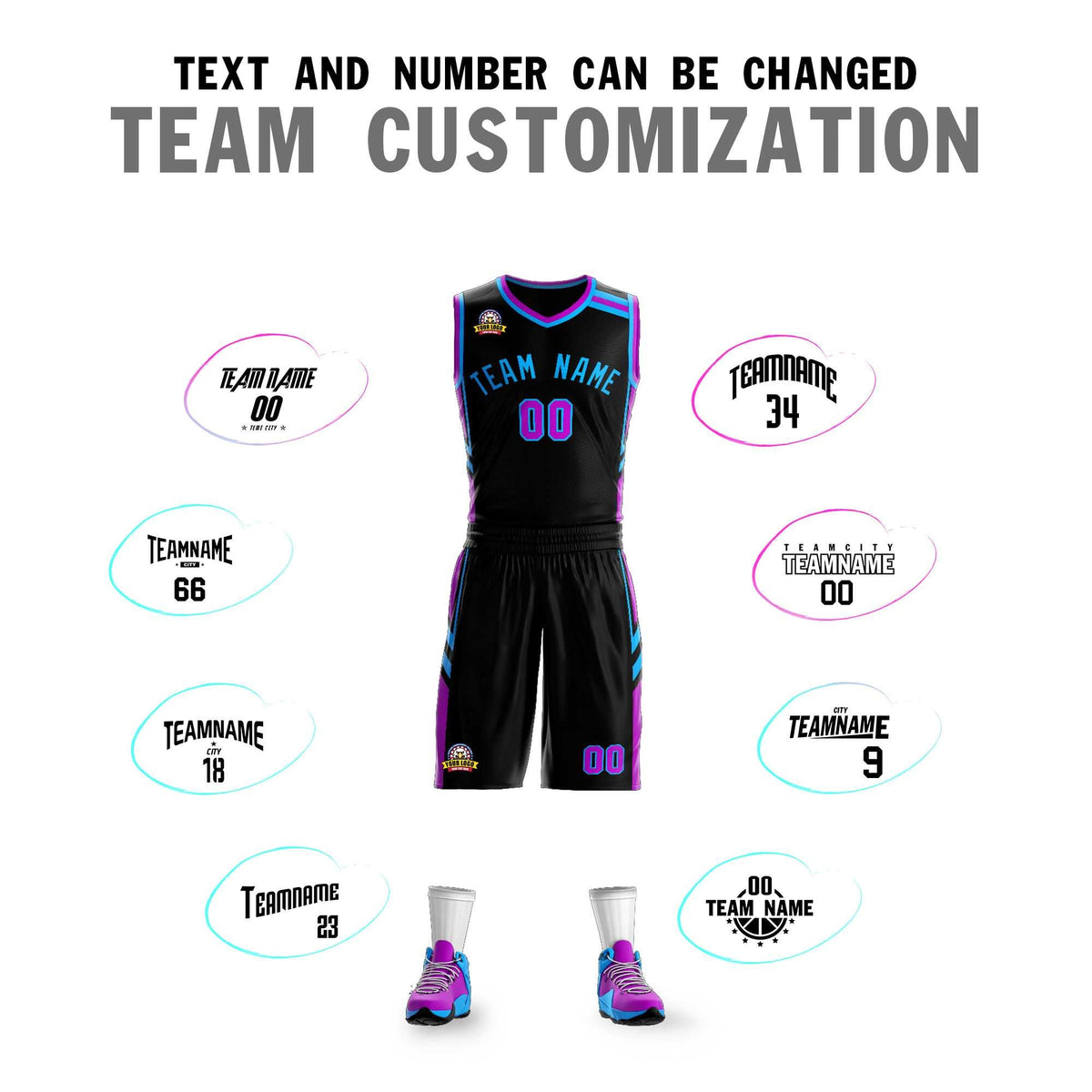 Custom Black Powder Blue Classic Kits Mesh Basketball Jersey