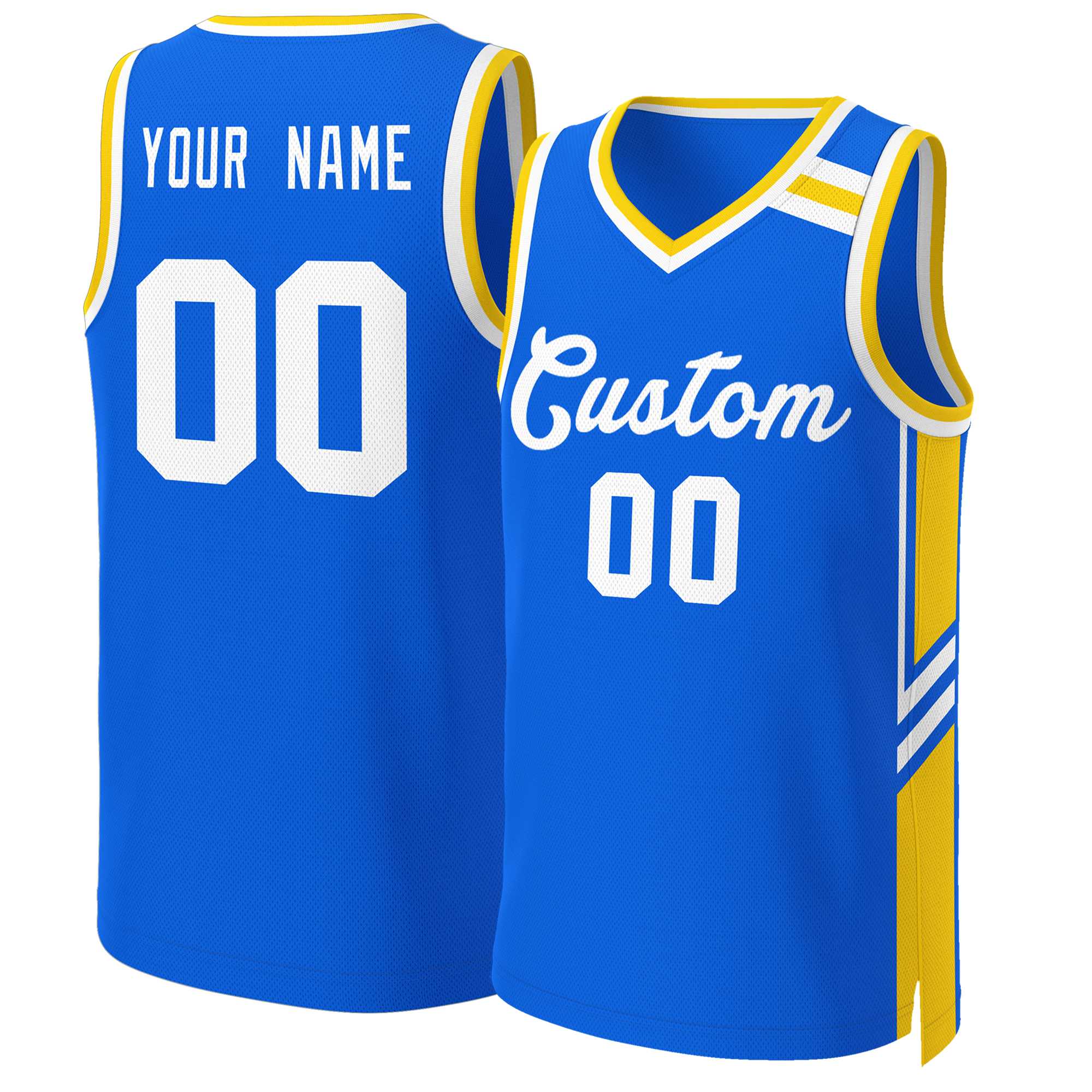 Maillot de basket-ball classique blanc royal personnalisé en maille