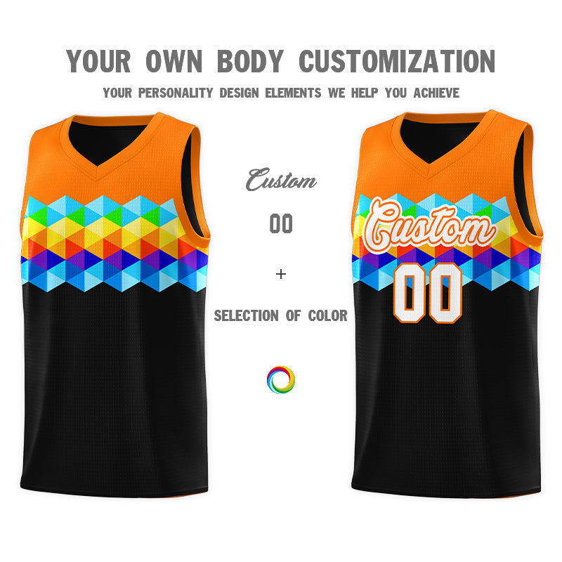 Custom Orange Black-White Personalized Colorful Basketball Jersey Kits